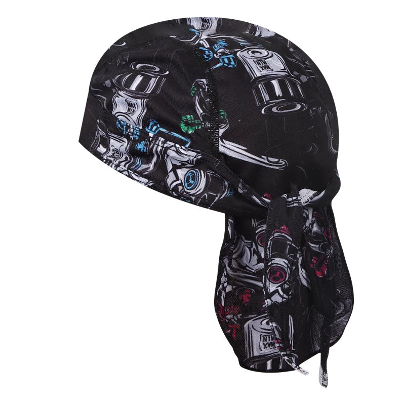 Cross-border Sports Running Headscarf Printed Skull Pirate Hat Baotou Hat Breathable Pullover Hat Lined Riding Cap