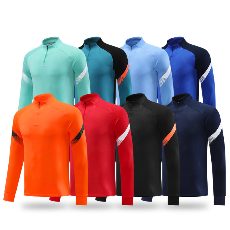 Autumn and Winter Velvet Half-Zip Pullover Long-Sleeved Training Clothing Set Kidsren's Football Appearance Clothing Running Sportswear Customization