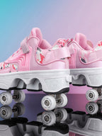 Pulley heloo shoes roller skates four-wheel deformation shoes double-row wheel shoes four-wheel two-wheel skates