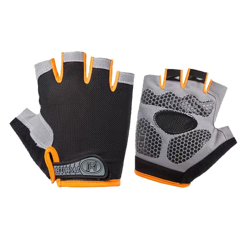 Cycling Gloves Fitness Half-Finger Spring and Summer Men's and Women's Mountain Bike Short-Finger Non-Slip Shock-Absorbing Breathable Quick-Drying