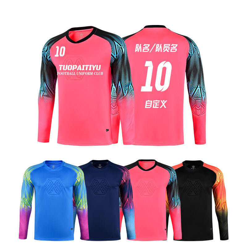 Goalkeeper Uniforms for Kidsren and Adults Thickeneded Protective Goalkeeper Training Uniforms Long-Sleeved Shorts Football Gantry Uniforms Customized
