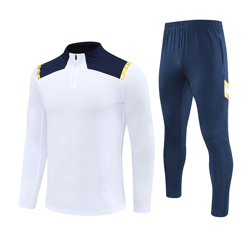 Half-Zip Pullover Football Training Suit Set Light Plate Long-Sleeved Autumn and Winter Appearance Suit Knitted Sportswear Customization