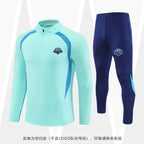 Half-Zip Pullover Football Training Suit Set Light Plate Long-Sleeved Autumn and Winter Appearance Suit Knitted Sportswear Customization