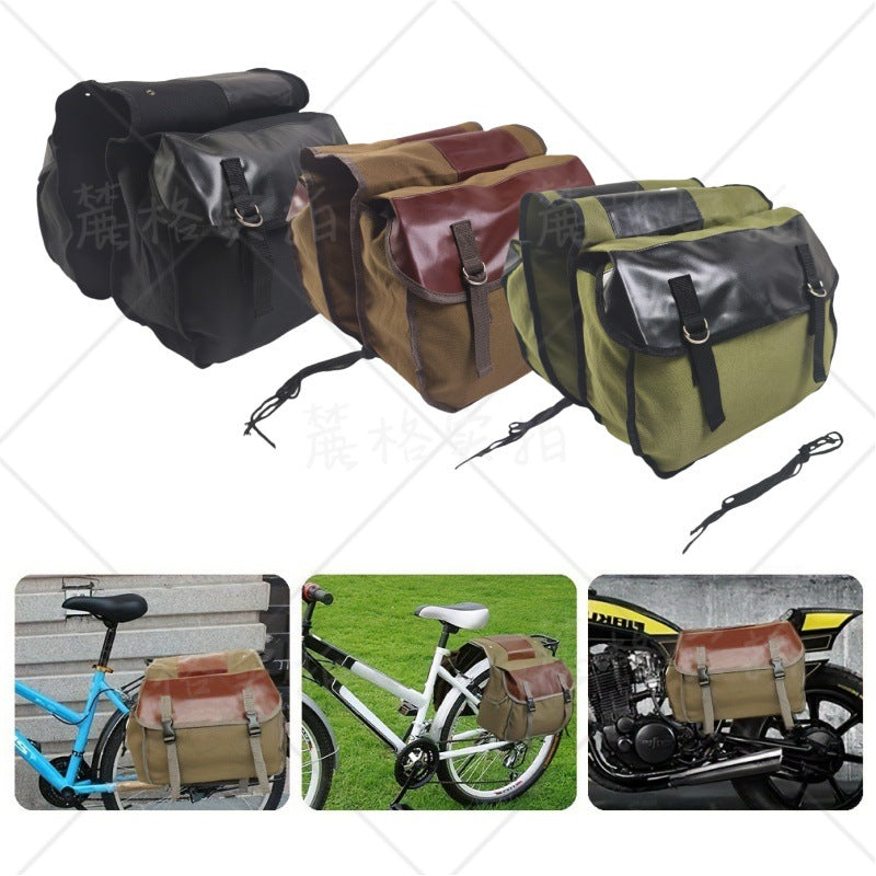 Y Cross-Border Weighted Cycling Bag, Old Model Bicycle Rear Pannier Bag, Mountain Bike Motorcycle Equipment Bag, Durable Canvas