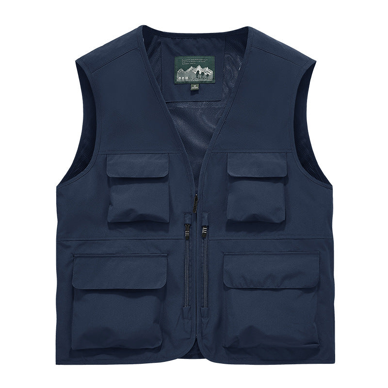 Outdoor Photographer Waterproof Vest Sleeveless Quick-drying Multi-pocket Quick-drying Fishing Vest Men's Thin Climbing Vest