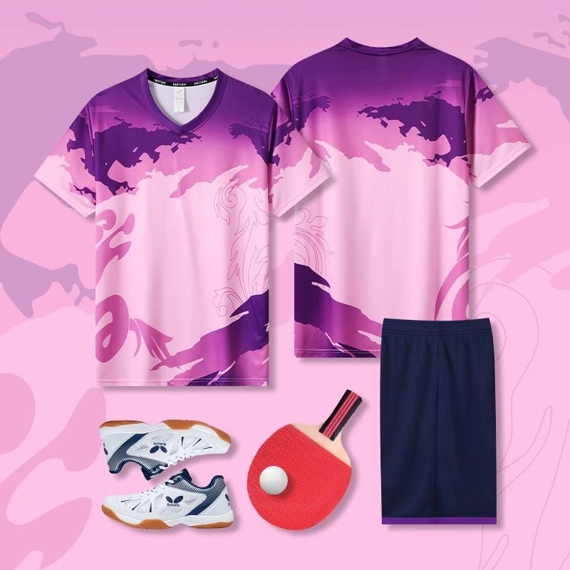 [Zhengxiang Factory Store] Table Tennis Suit Men's and Women's Quick-drying Short-sleeved Sports Training Competition Suit suit