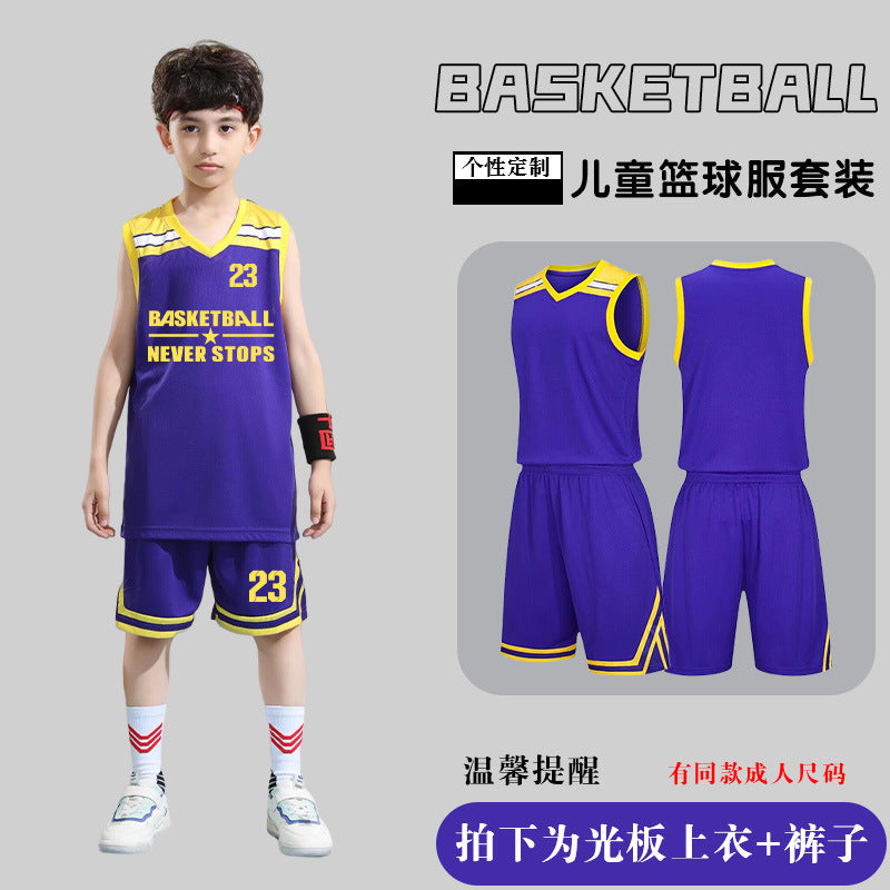 Children's Basketball Uniform Set Men's Basketball Team Uniform Jersey Basketball Training Camp School Sports Meeting Children's Basketball Team Uniform Number Printing