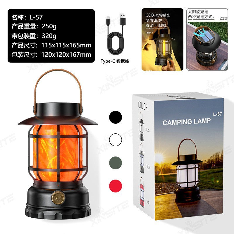 Cross-border new camping lamp outdoor multi-functional camping tent lamp retro lantern cob rechargeable portable lamp for home use