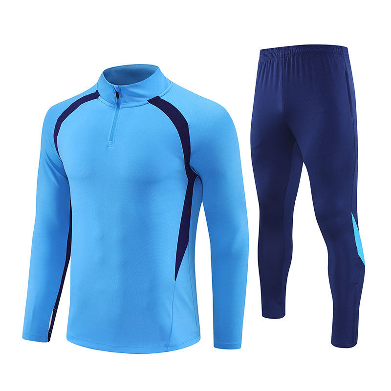Half-Zip Pullover Football Training Suit Set Light Plate Long-Sleeved Autumn and Winter Appearance Suit Knitted Sportswear Customization