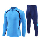 Half-Zip Pullover Football Training Suit Set Light Plate Long-Sleeved Autumn and Winter Appearance Suit Knitted Sportswear Customization