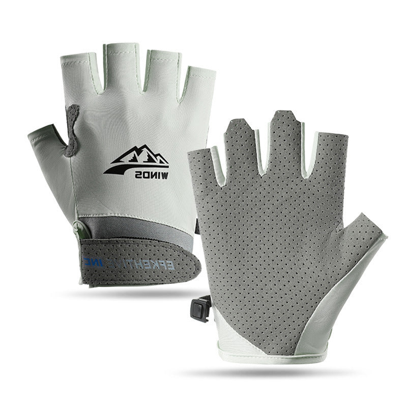 Fitness Gloves Women's Ice Silk Thin Spring and Summer Non-Slip Wear-Resistant Men's Half-Finger Cycling Anti-Callus Equipment Sports Gloves