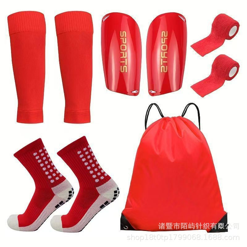 Temu Five-Piece Set of Yellow Sports Socks, Football Socks, Mid-Tube Glue Anti-Slip Socks, Leg Guards, Bandage Drawstring Bag