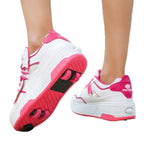 Girls' Roller Shoes Autumn and Winter New Model Children's Four-Wheel Automatic Sliding Skates for Older Kids Sports Roller Shoes