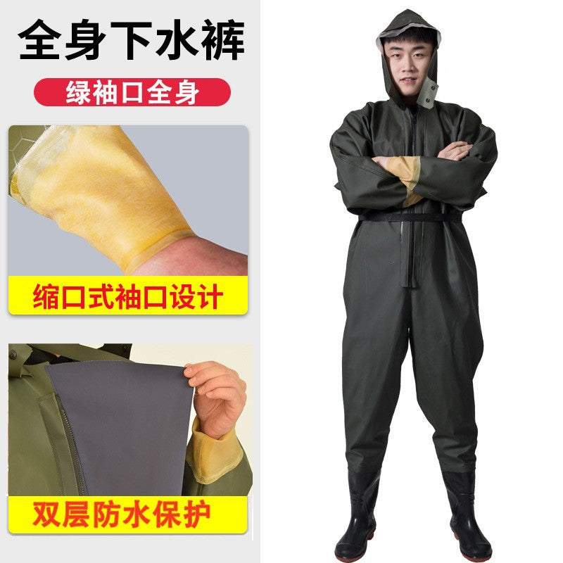 Wholesale full body water pants outdoor wear-resistant one-piece wading pants fishing digging lotus root fishing
