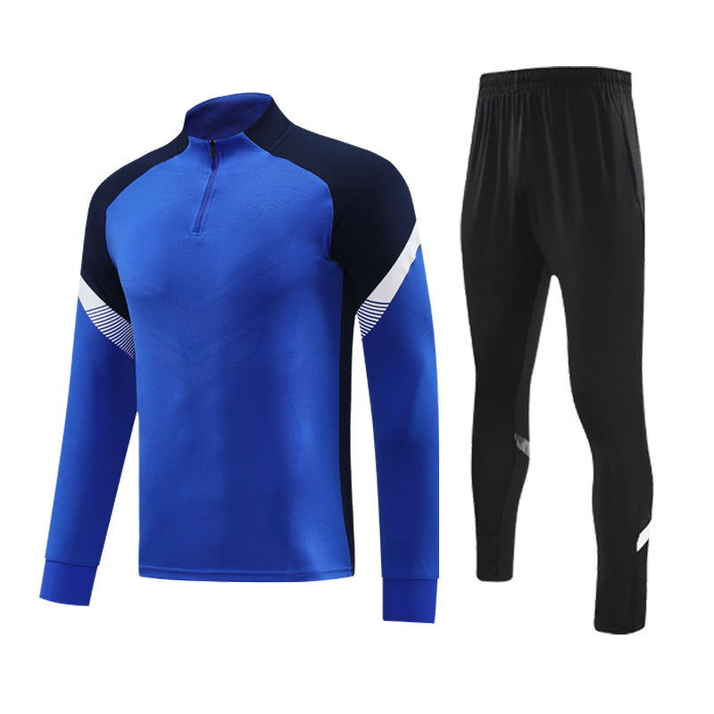 Autumn and Winter Velvet Half-Zip Pullover Long-Sleeved Training Clothing Set Kidsren's Football Appearance Clothing Running Sportswear Customization