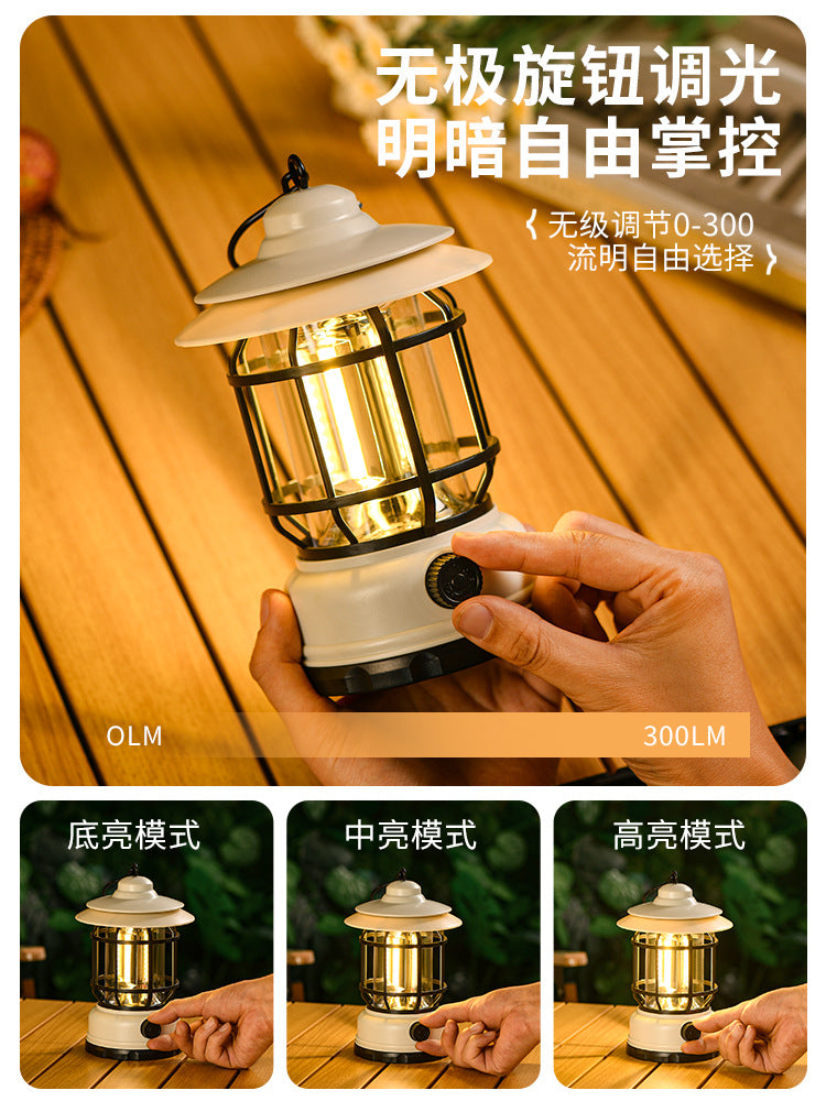 Outdoor Camping Lamp Home Atmosphere Camping Lamp Super Long Endurance Portable Horse Lamp Multifunctional Charging Retro Tent Lamp