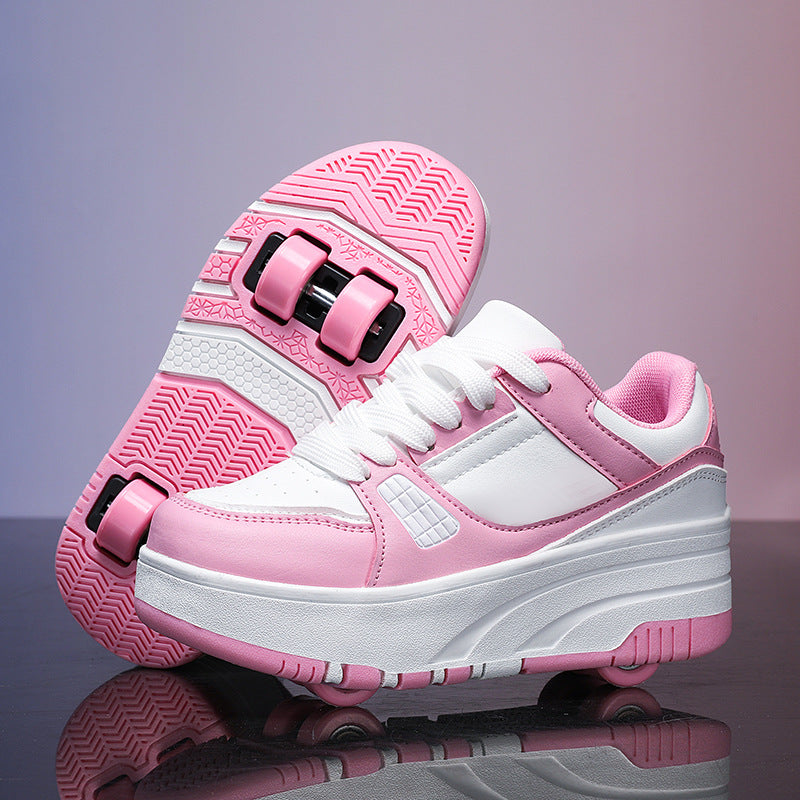 Student walking shoes four-wheel children's roller skating shoes men's and women's detachable ultra-light version shoes with wheels in stock wholesale