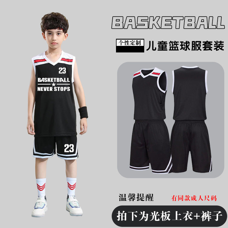 Children's Basketball Uniform Set Men's Basketball Team Uniform Jersey Basketball Training Camp School Sports Meeting Children's Basketball Team Uniform Number Printing