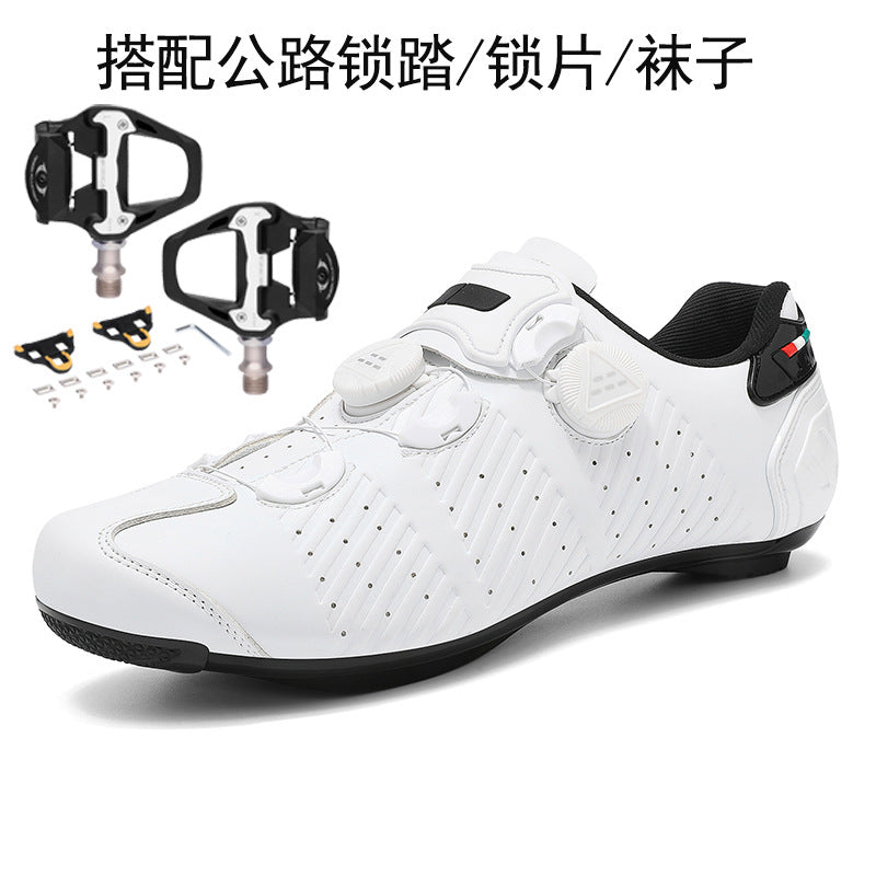 Road Bike Lock Shoes, Bicycle Riding Shoes, Lock-Free Summer Hard-Soled Mountain Bike Breathable and Wear-Resistant Professional Cycling Lock Shoes