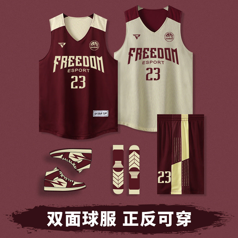 Customized Double-Sided Basketball Uniform Suit for Male and Female College Students, Reversible Training Team Uniform, American Basketball Uniform for Kidsren