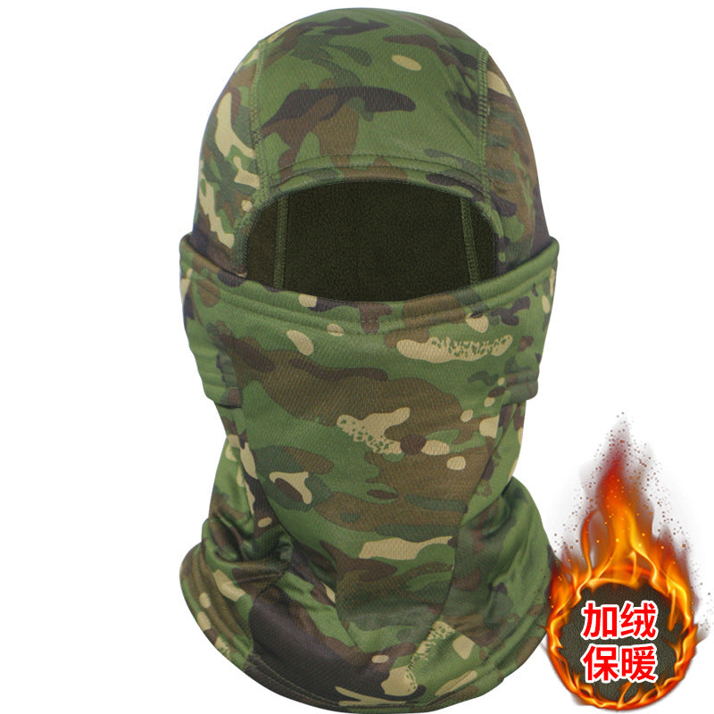 Camouflage Fleece-Lined Hood for Cycling, Dustproof, Men's Warm Fishing Mask, Face Covering, Face Protection, Windproof Hood, Winter