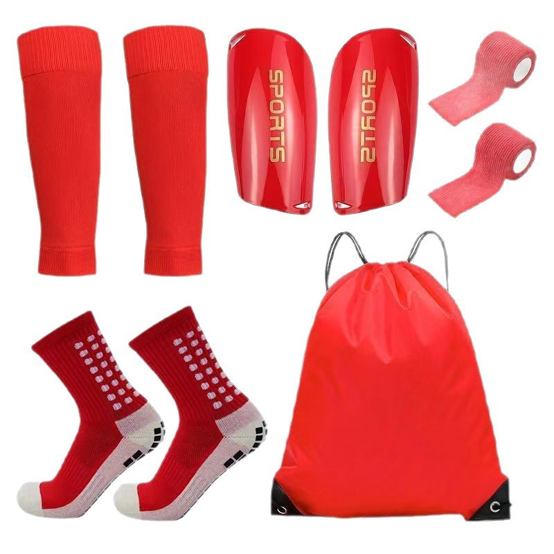 Temu Five-Piece Set of Yellow Sports Socks, Football Socks, Mid-Tube Glue Anti-Slip Socks, Leg Guards, Bandage Drawstring Bag