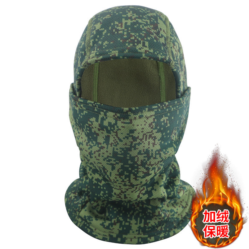 Camouflage Fleece-Lined Hood for Cycling, Dustproof, Men's Warm Fishing Mask, Face Covering, Face Protection, Windproof Hood, Winter