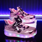 Factory Direct Sale Children's Light-Up Roller Shoes with Double Wheels, Invisible Student Roller Skates with Wheels for Walking, Suitable for Girls