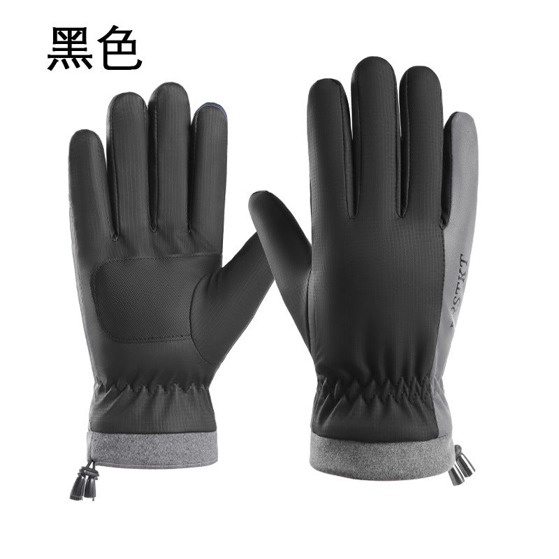Warm Gloves, Cycling Gloves, Men's and Women's Autumn and Winter Outdoor Velvet Windproof and Waterproof Gloves, Anti-Slip Touch Screen Winter Gloves