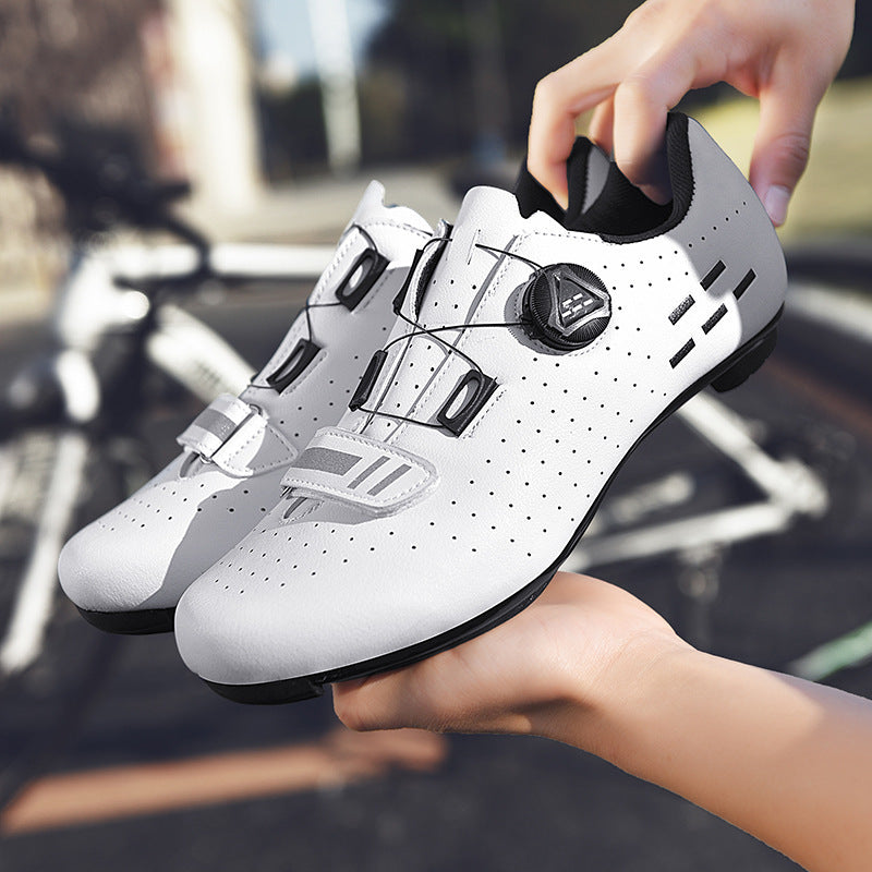 Road Mountain Men's and Women's Locked Bicycle Lockless Shoes Hard Sole Spinning Bicycle Riding Shoes Gym Black
