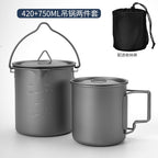 TA1 Pure Titanium Mug Outdoor Picnic Water Cup Coffee Cup Camping Tea Portable Single Layer Folding Handle Drinking Water