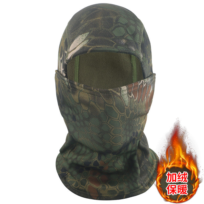 Camouflage Fleece-Lined Hood for Cycling, Dustproof, Men's Warm Fishing Mask, Face Covering, Face Protection, Windproof Hood, Winter