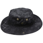Camouflage Fisherman Hat Summer Hat with Windproof Rope Large Brim Sun Protection Hat Outdoor Hiking Fishing Sun Hat