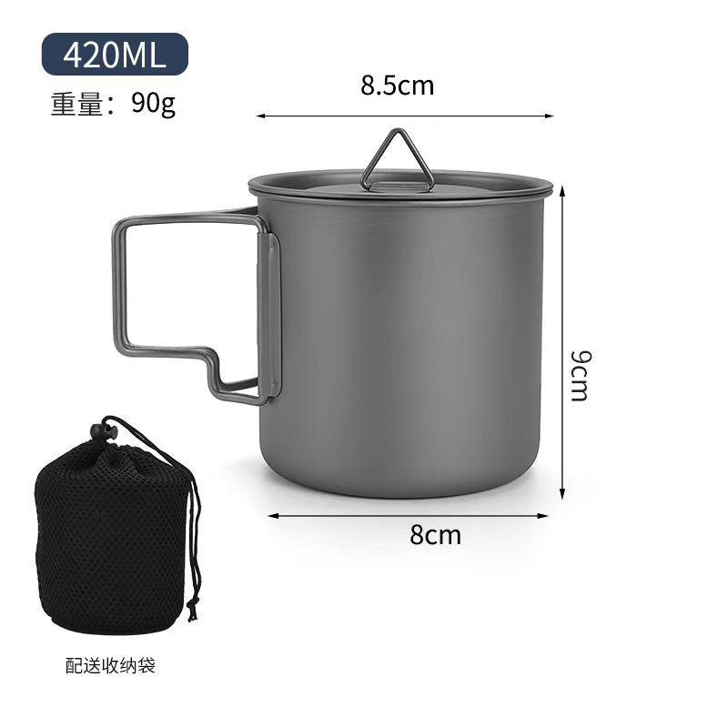 TA1 Pure Titanium Mug Outdoor Picnic Water Cup Coffee Cup Camping Tea Portable Single Layer Folding Handle Drinking Water