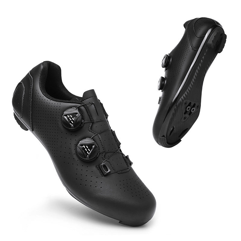 Road Mountain Men's and Women's Locked Bicycle Shoes, Lock-Free Shoes, Hard-Soled Spinning Cycling Shoes, Gym Black