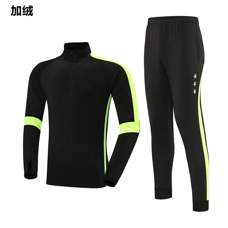 2024 autumn and winter football uniform half zipper long sleeve coat children's adult training clothing suit sports appearance clothing fleece-lined