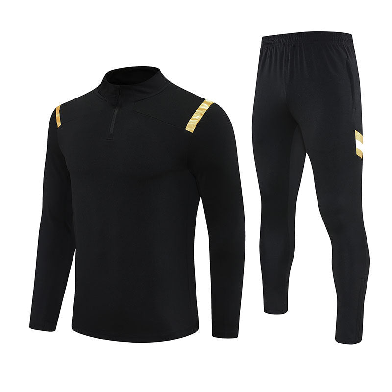 Half-Zip Pullover Football Training Suit Set Light Plate Long-Sleeved Autumn and Winter Appearance Suit Knitted Sportswear Customization