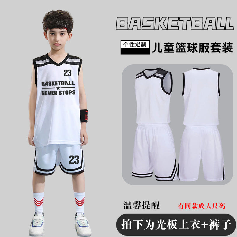 Children's Basketball Uniform Set Men's Basketball Team Uniform Jersey Basketball Training Camp School Sports Meeting Children's Basketball Team Uniform Number Printing