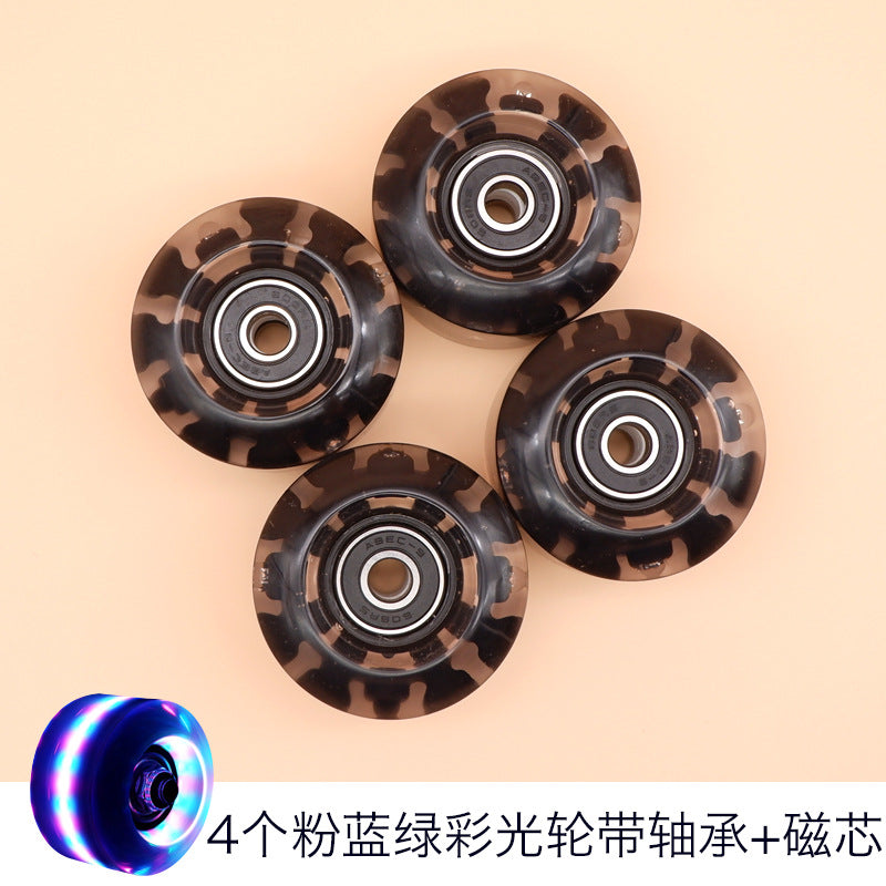 Double-row roller skates luminous wheel four-wheel skates skateboard universal transparent flash wheel skating rink roller skate wheel