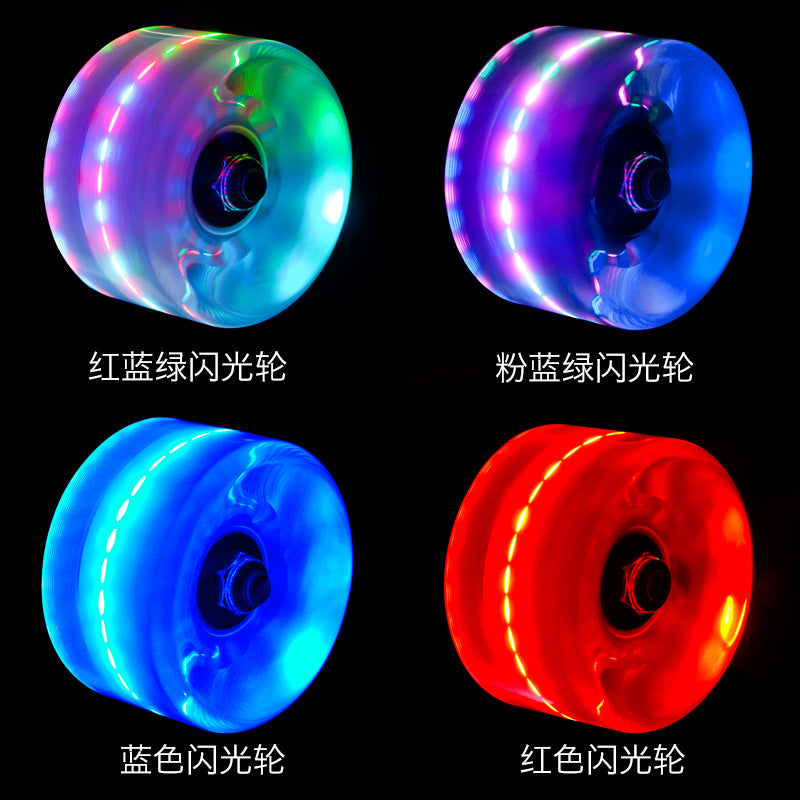 6536 double-row roller skates color luminous wheel four-wheel roller skates land skateboard universal PU transparent flash wheel