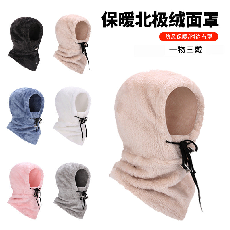 Cross-border Autumn and Winter Outdoor Riding Mask Sports Windproof Cold-proof Warm Hat Scarf Double-sided Arctic Fleece Headgear Face Protection
