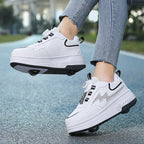 New Heal Walking Shoes Leather Shoes for Boys and Girls Children Students Teenagers Adult Roller Shoes Export Wholesale Shoes