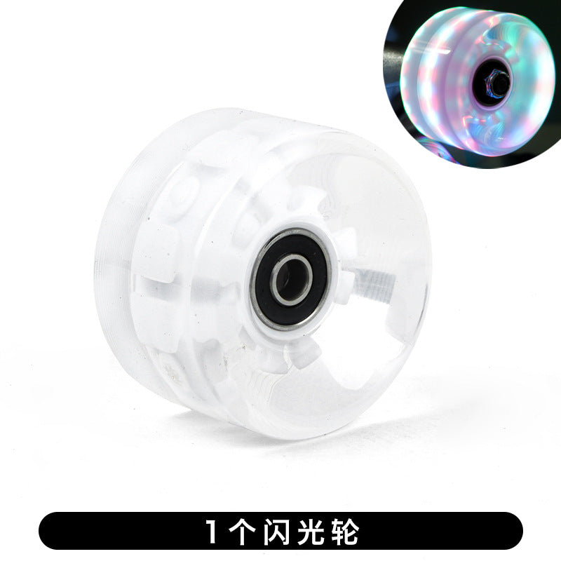 6536 double-row roller skates color luminous wheel four-wheel roller skates land skateboard universal PU transparent flash wheel