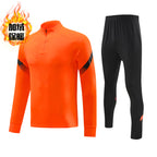 Autumn and Winter Velvet Half-Zip Pullover Long-Sleeved Training Clothing Set Kidsren's Football Appearance Clothing Running Sportswear Customization