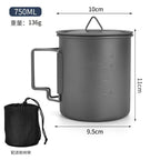 TA1 Pure Titanium Mug Outdoor Picnic Water Cup Coffee Cup Camping Tea Portable Single Layer Folding Handle Drinking Water
