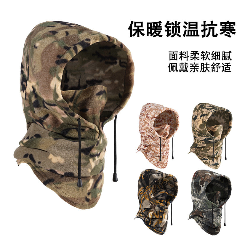 Cross-Border Autumn and Winter Warm and Windproof Cycling Sports Mask Polar Fleece Camouflage Warm Hunting Hood Ski Mask