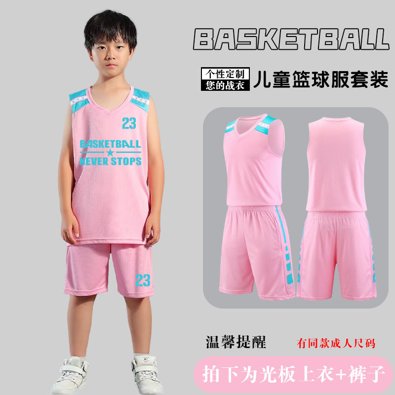 Children's Basketball Uniform Set Men's Basketball Team Uniform Jersey Basketball Training Camp School Sports Meeting Children's Basketball Team Uniform Number Printing