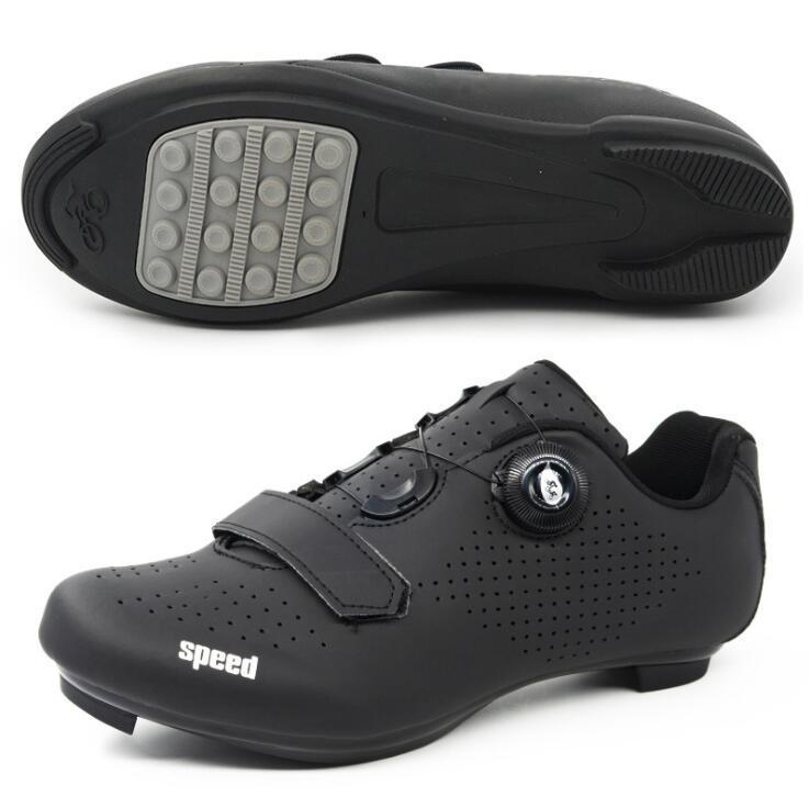 Cross-Border Locking Cycling Shoes, Hard-Soled Mountain Road Bike Locking Shoes, Pure Black Power-Assisted Cycling Shoes, Cycling Sports Shoes