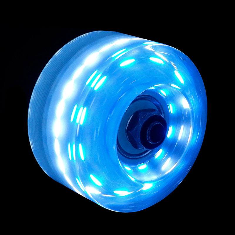 6 lights double row roller skates transparent flash wheel four-wheel roller skate universal PU light-emitting wheel indoor outdoor wheel