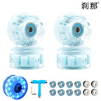 6 lights double row roller skates transparent flash wheel four-wheel roller skate universal PU light-emitting wheel indoor outdoor wheel